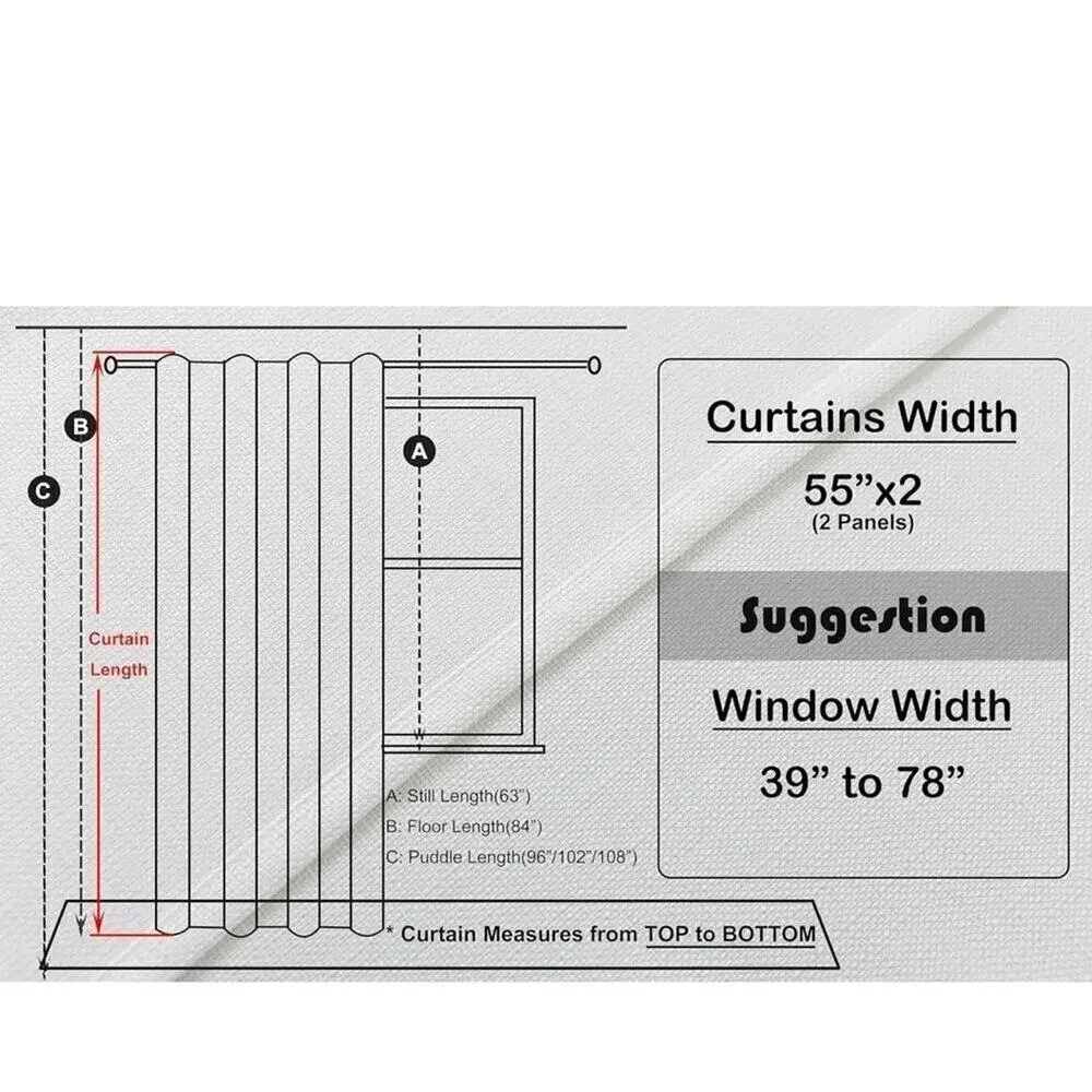 NEW Light Filtering Sheer Curtains, White Linen Curtains 2 Panels Set 55